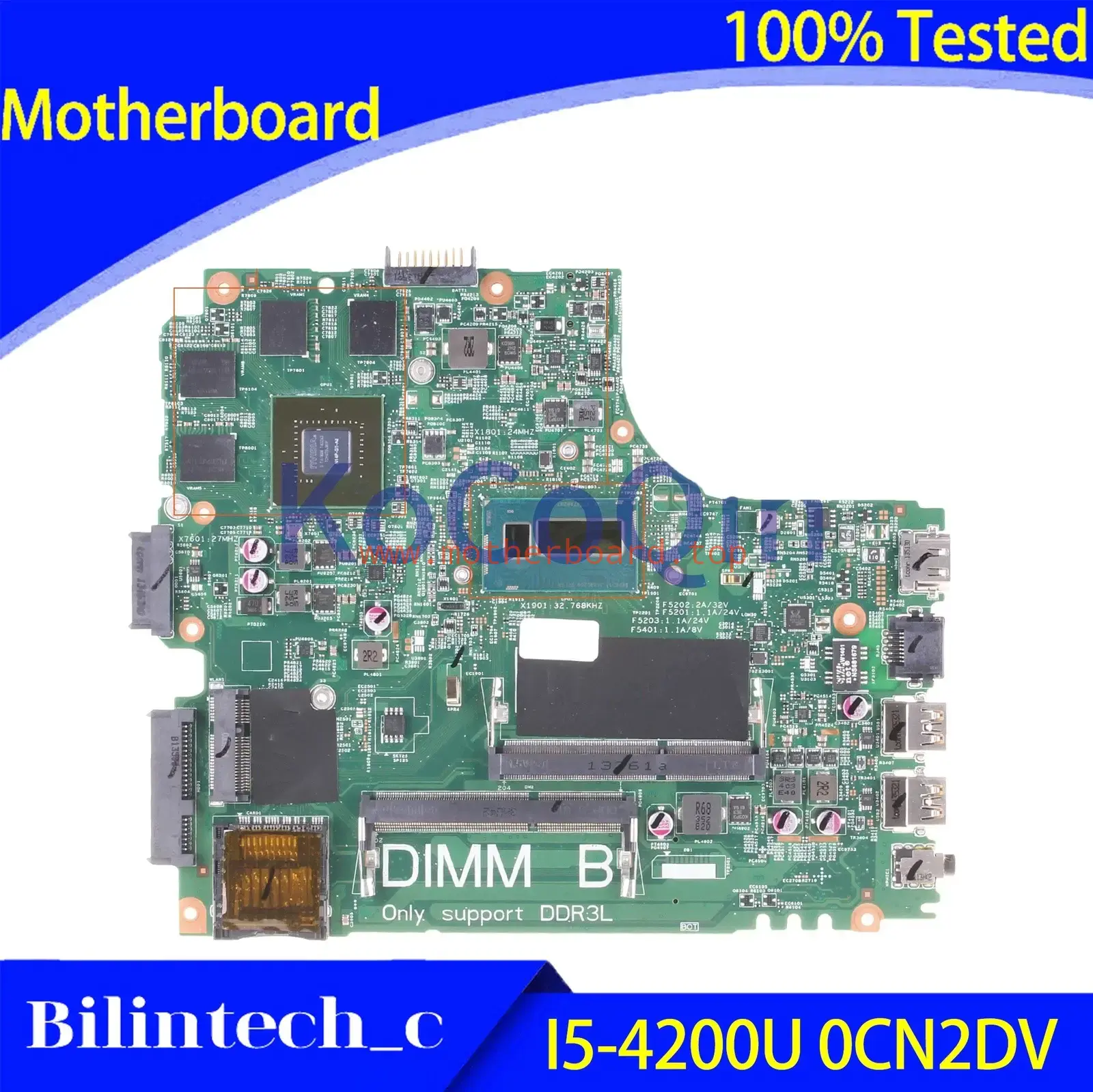 FOR Inspiron 14R 3437 5437 Motherboard I5-4200U GT750M 0CN2DV 12307-1 SR170 *q