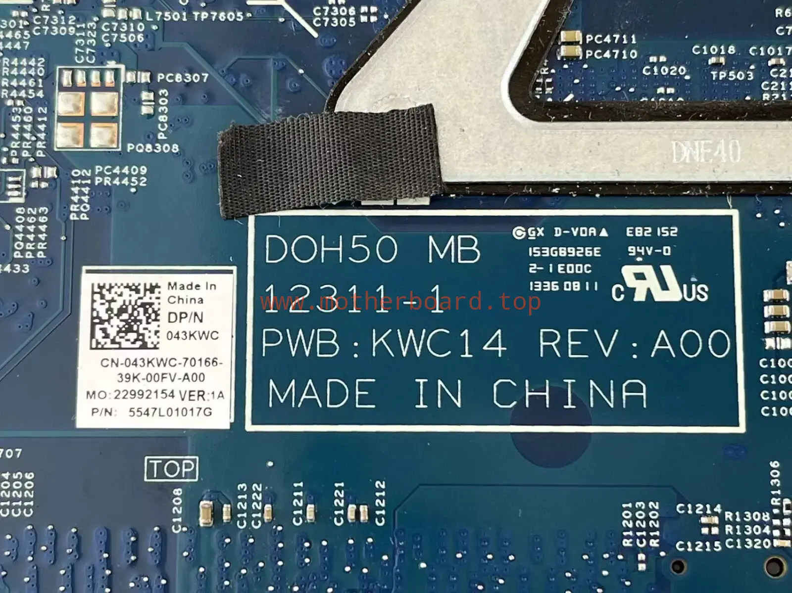 CN-043KWC 12311-1 FOR Dell Inspiron 7537 Laptop Motherboard core i7-4500U 3