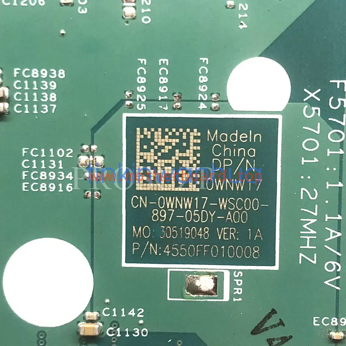 FOR DELL 7580 SREJQ i5-8265U N17S-G1-A1 0WNW17 WNW17 17948-1 Laptop Motherboard 2