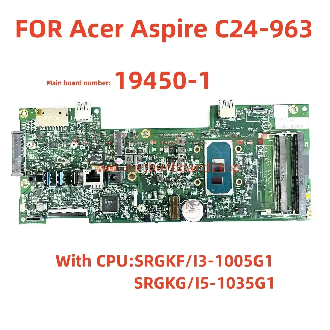 For Acer Aspire C24-963 Laptop motherboard 19450-1 with CPU I3-1005G1 I5-1035G1