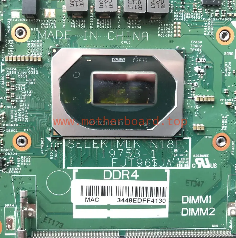 19753-1 i7-10750H FOR dell G3 15 3500 G5 5500 GTX 1660 Ti Motherboard CN-0DV11C 3