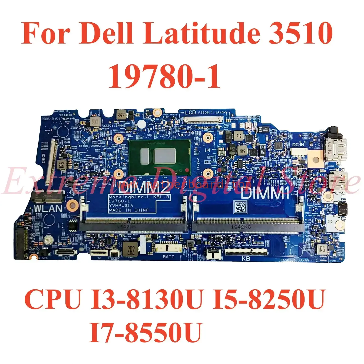 19780-1 For Dell Latitude 3510 motherboard with CPU I3-8130U I5-8250U I7-8550U