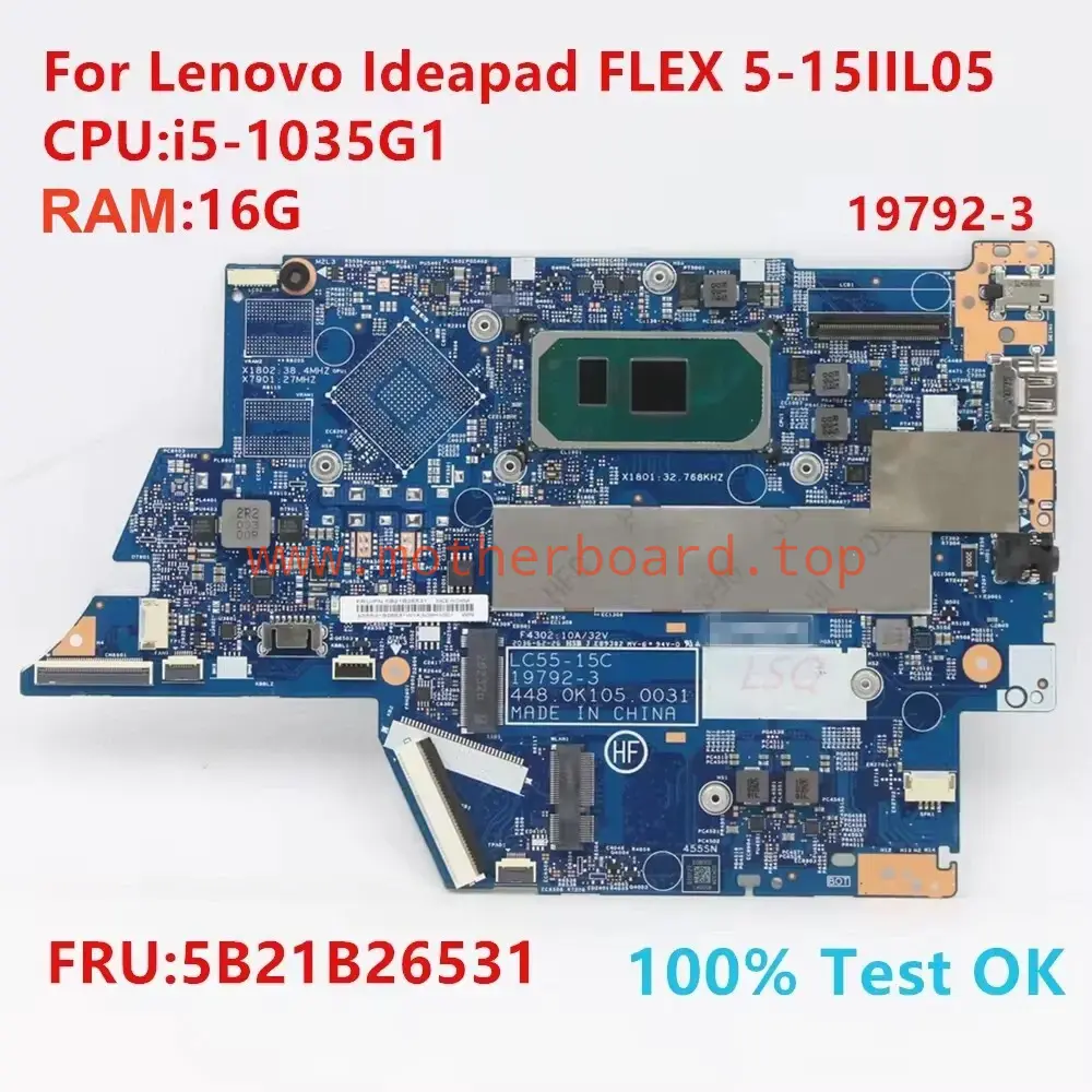 For Lenovo Flex 5-14IIL05 19792-3 Laptop Motherboard i5 i7 RAM 16G 5B21B26531