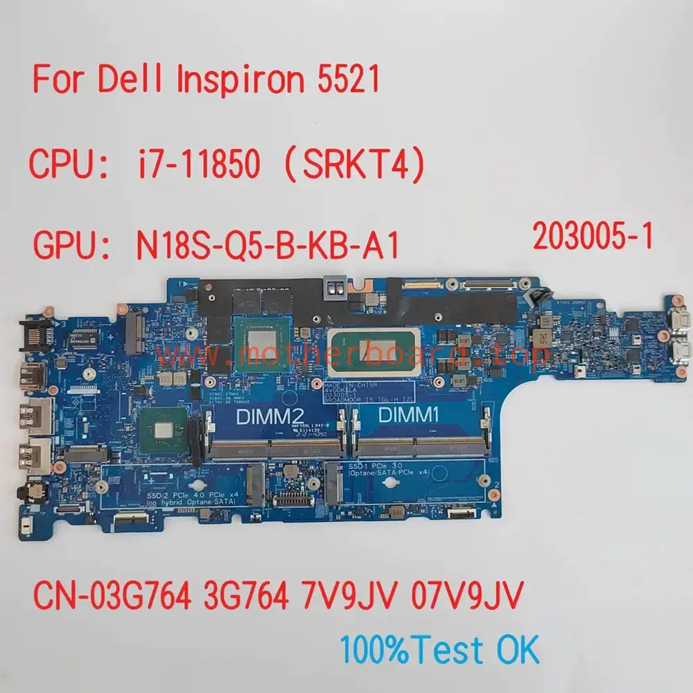 203005-1 For Dell Latitude 5521 Motherboard With CPU i5 i7 CN-03G764 3G764 3DC8H