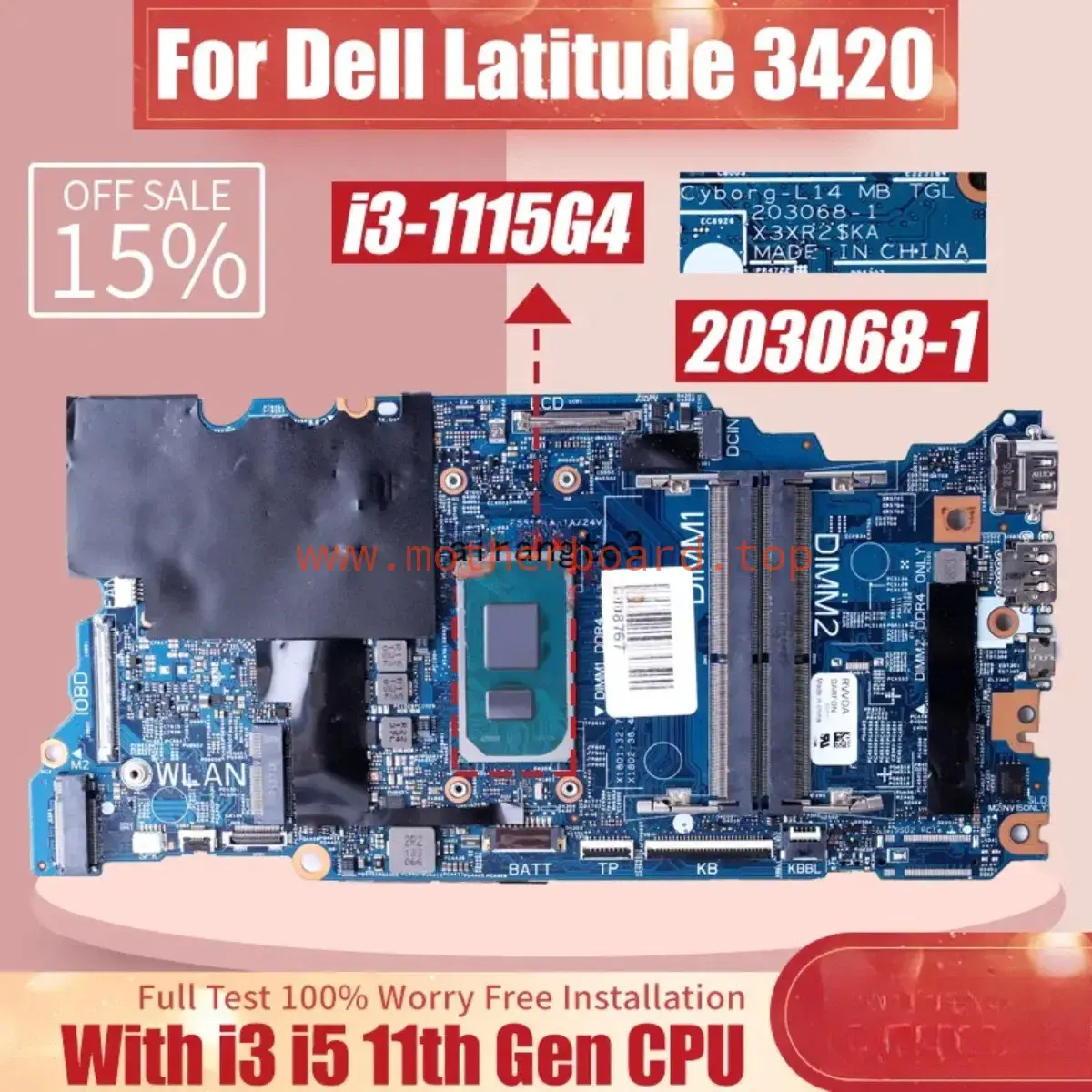 203068-1 For Dell Latitude 3420 Motherboard I3-1115G4 I5-1135G7 I7-1165G7 CPU