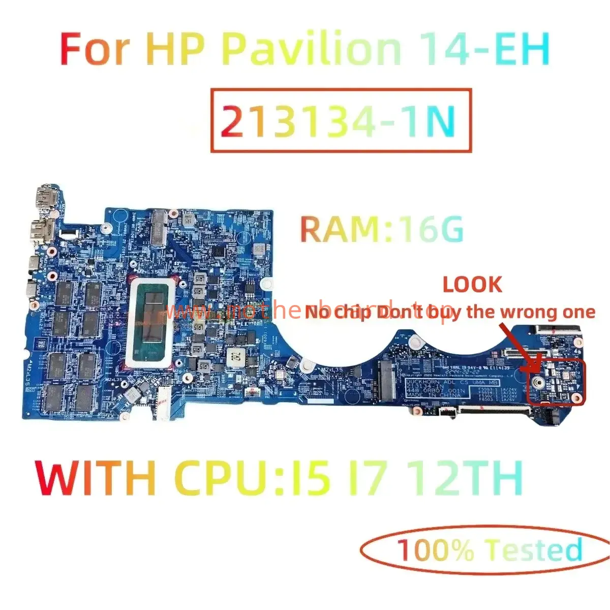 213134-1 For HP Pavilion Plus 14-EH Laptop Motherboard With CPU I5 I7-12TH 16G