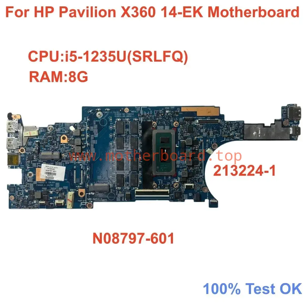 213224-1 For HP Pavilion X360 14-EK Motherboard CPU i5-1235U RAM 8G N08797-601