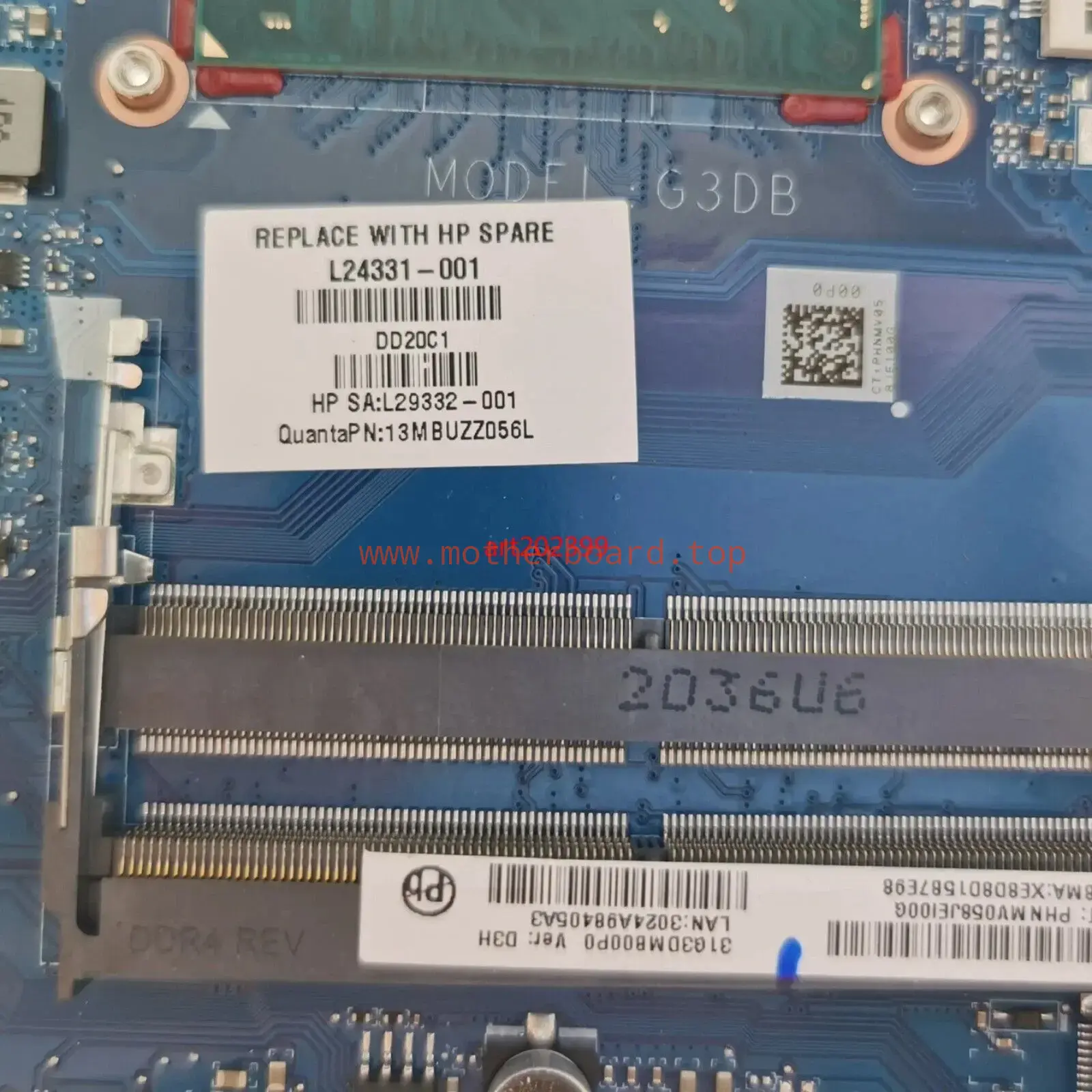 DAG3DBMB8D0 For HP 15-DC Motherboard L24331-001 W/ i7-8750H CPU GTX1050Ti 4GB 4
