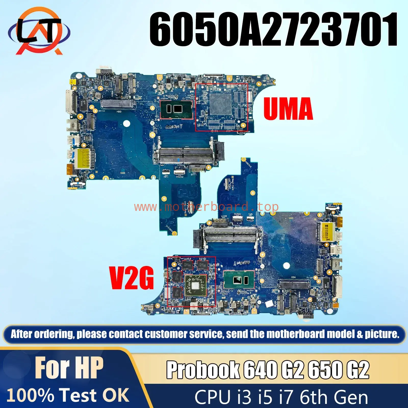For HP Mainboard Probook 640 G2 650 G2 Laptop Motherboard 6050A2723701​​ W/CPU