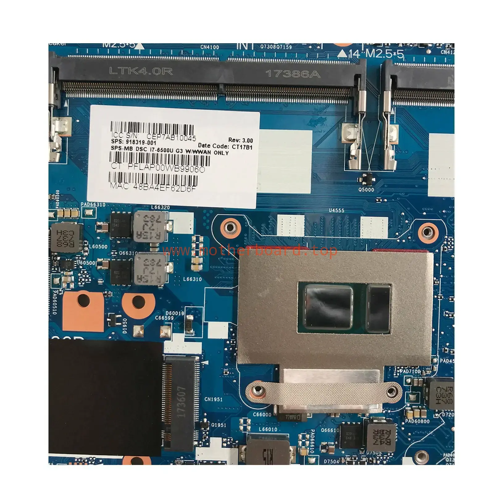 For HP EliteBook 840 G3 850 G3 I7-6500U Motherboard 6050A2892401 918319-001 3
