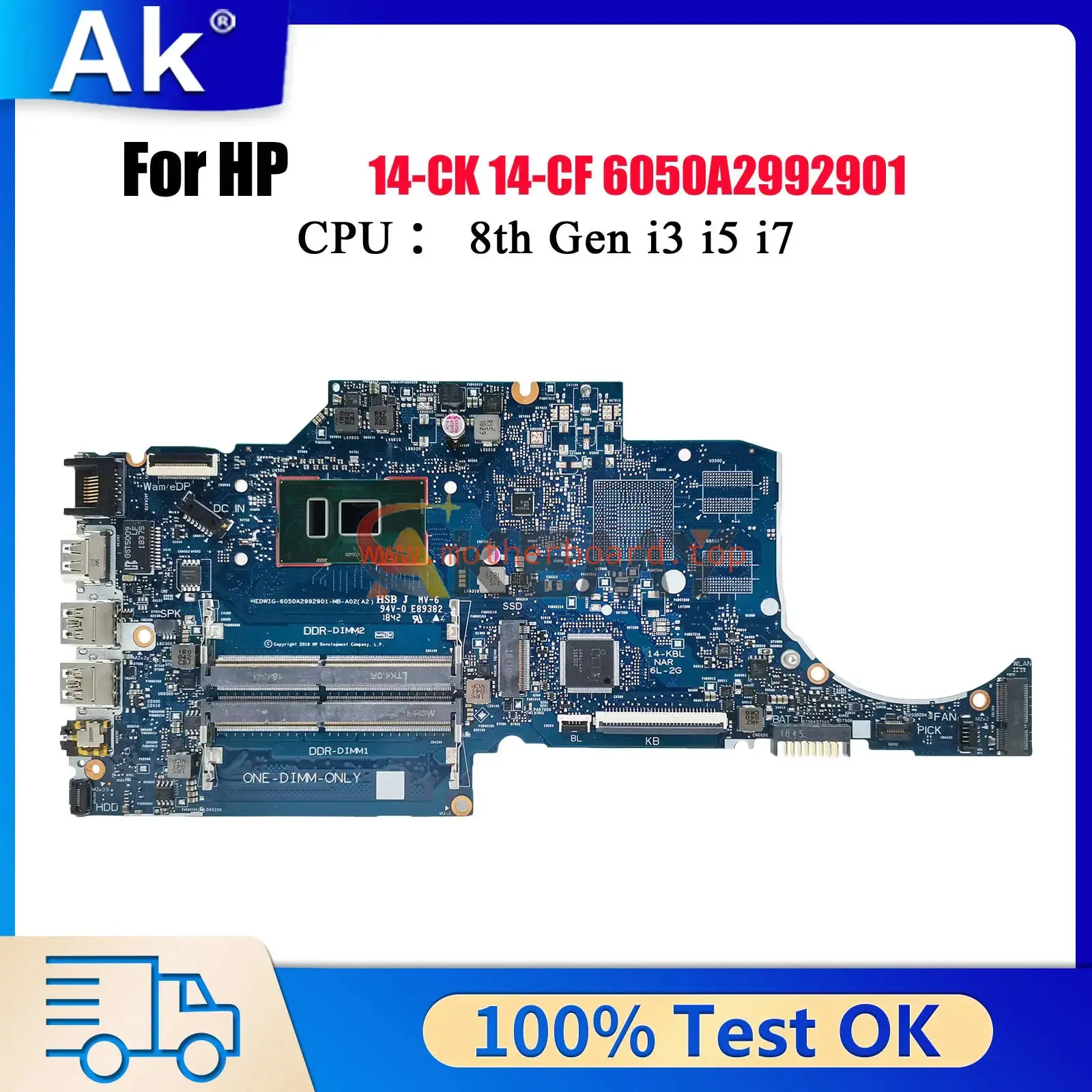 6050A2992901 For HP 14-CK 14-CF 240 G7 Laptop Motherboard L24459-601 i3 i5 i7