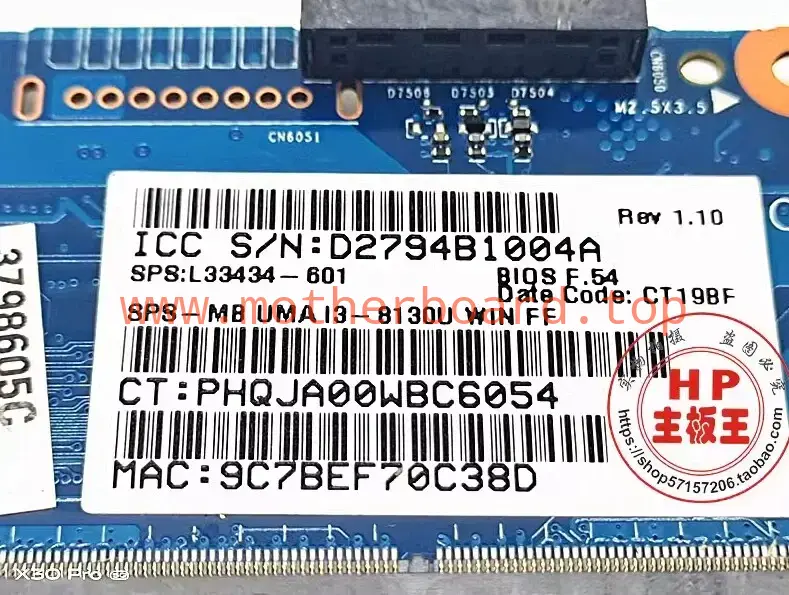 For HP 348 G4 340 G4 TPN-I124 Motherboard 6050A3017001 L33434-601 I3-8130U 3