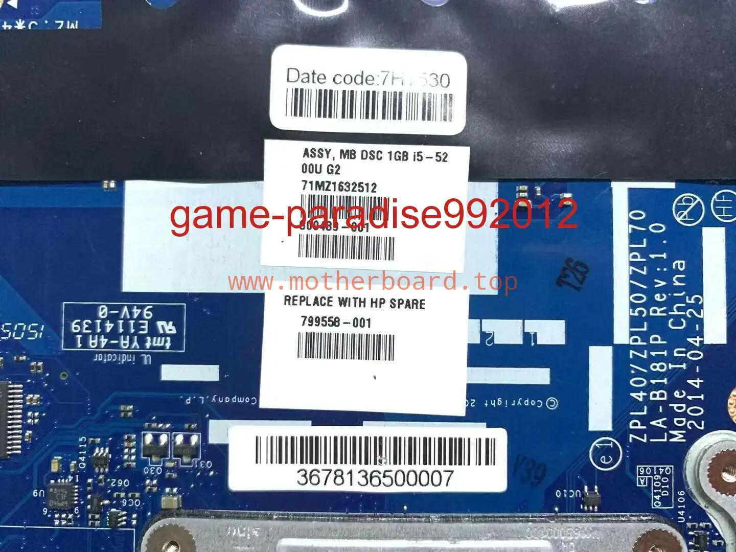 For HP ProBook 450 G2 799558-501/601/001 With i5-5200U 1GB Laptop Motherboard 2