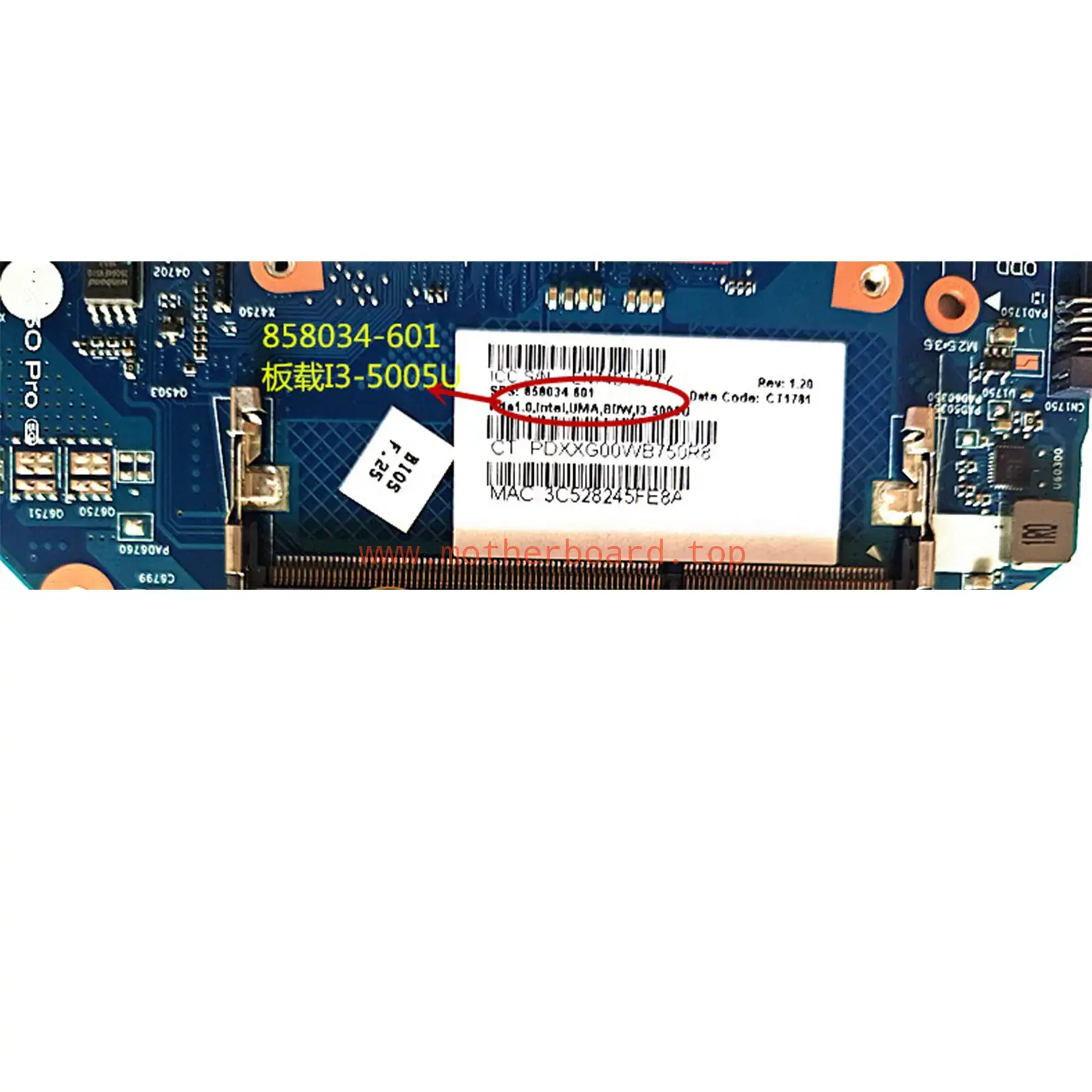 For HP 14-AM I3-5005U Laptop Motherboard 6050A2823101 858034-601 858034-001 3