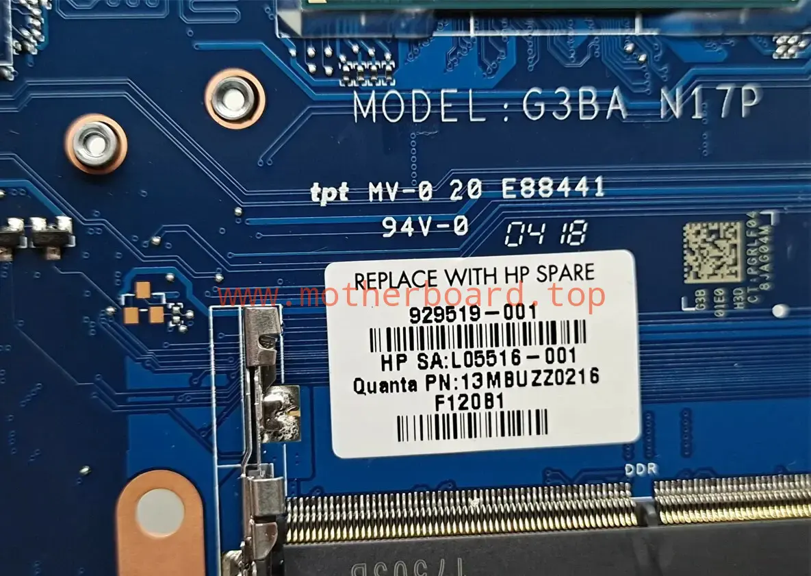 929519-001 For HP TPN-Q195 17-AN w i5-7300HQ CPU GTX1050 4G Laptop Motherboard 2