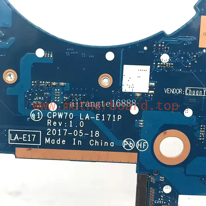CPW70 LA-E171P For HP ZBook 17 G4 Laptop Motherboard 921327-001 I7-7700HQ CPU 4
