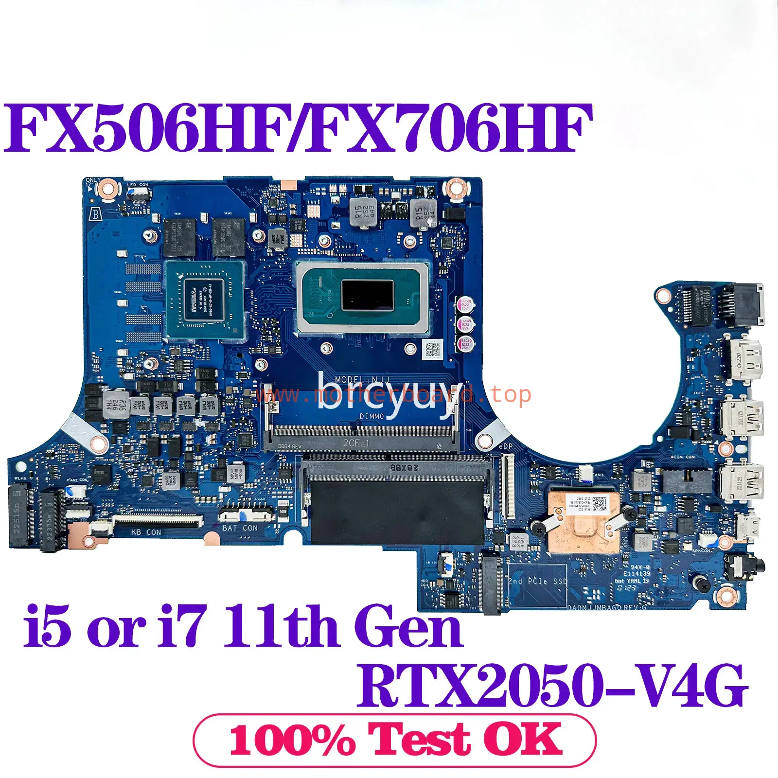 DA0NJJMBAG0 For ASUS FX506HF FX706HF Motherboard i5 i7 11th Gen RTX2050-V4G