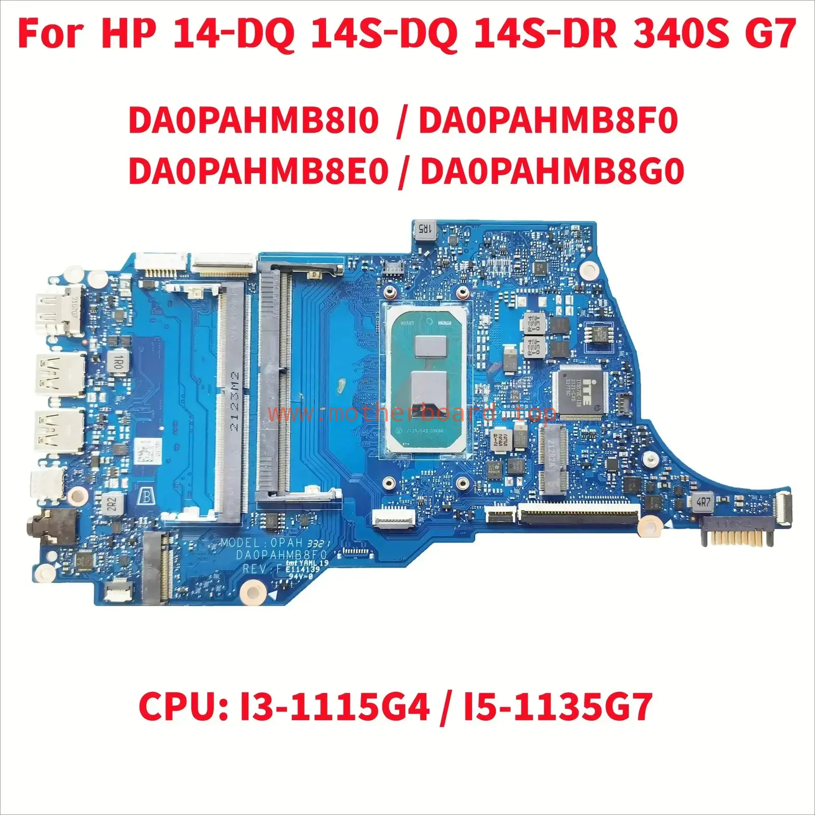 DA0PAHMB8I0 For HP 14-DQ 14S-DQ with I3 I5 11Th Gen Laptop Motherboard Test OK