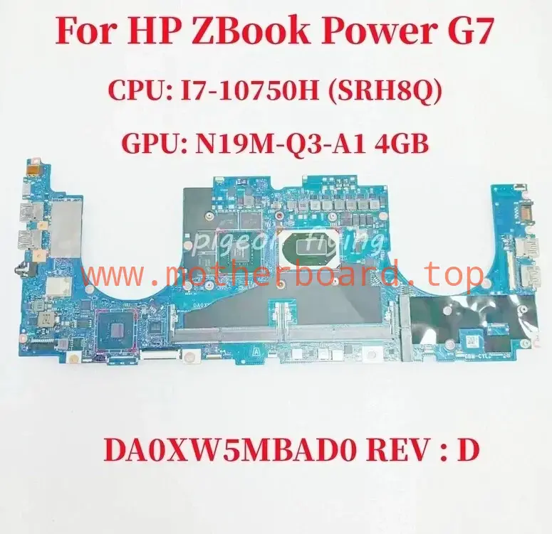 DA0XW5MBAD0 REV :D For HP ZBook Power G7 Laptop Motherboard CPU I7-10750H SRH8Q