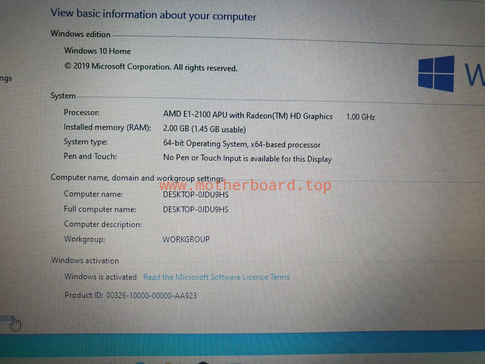 Acer Aspire V5-123 Motherboard AMD E1-2100 DA0ZHLMB6D0 NB.MFQ11.002 Genuine 4