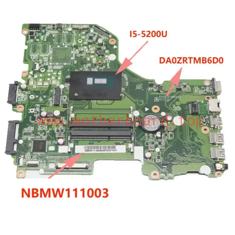 DA0ZRTMB6D0 For Acer Aspire E5-573G E5-573 laptop Motherboard I5-5200U GT940M