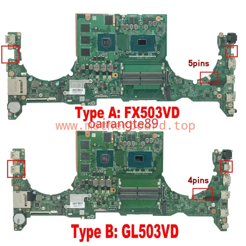 DABKLMB28A0 for ASUS FX503VD GL503VD motherboard i5 i7-7th Gen CPU GTX1050 GPU 2