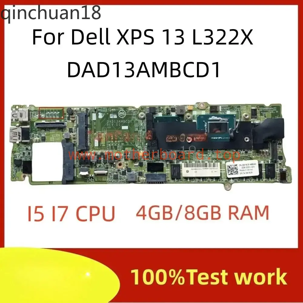 DAD13AMBCD1 For Dell XPS 13 L322X Laptop Motherboard I5 I7 CPU 4GB 8GB-RAM