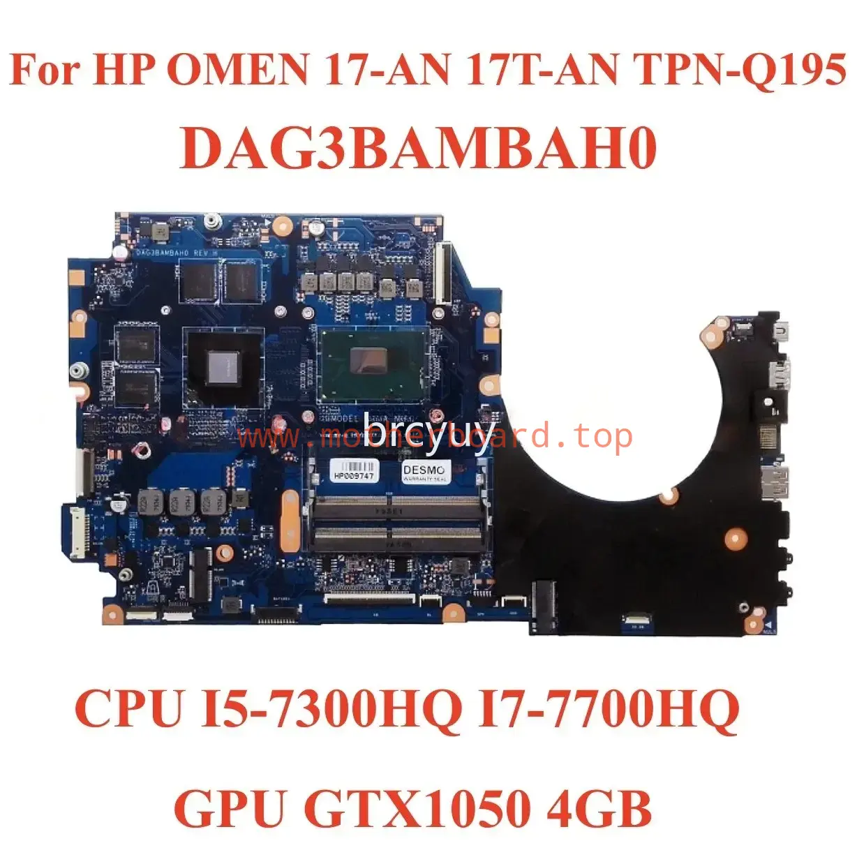 For HP OMEN 17-AN 17T-AN motherboard DAG3BAMBAH0 with CPU I5 I7 GPU GTX1050 4GB