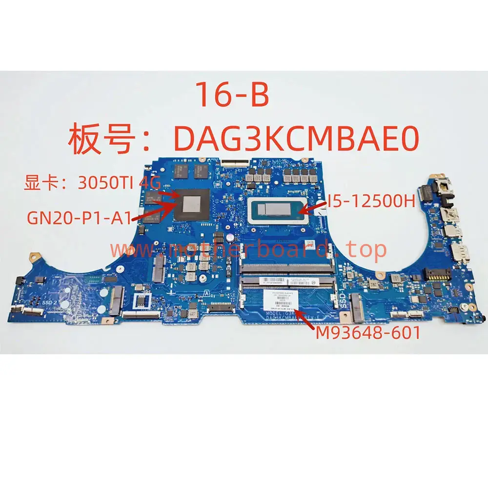 For HP TPN-Q265 16-B i5-12500H RTX3050TI 4G Motherboard DAG3KCMBAE0 M93648-601