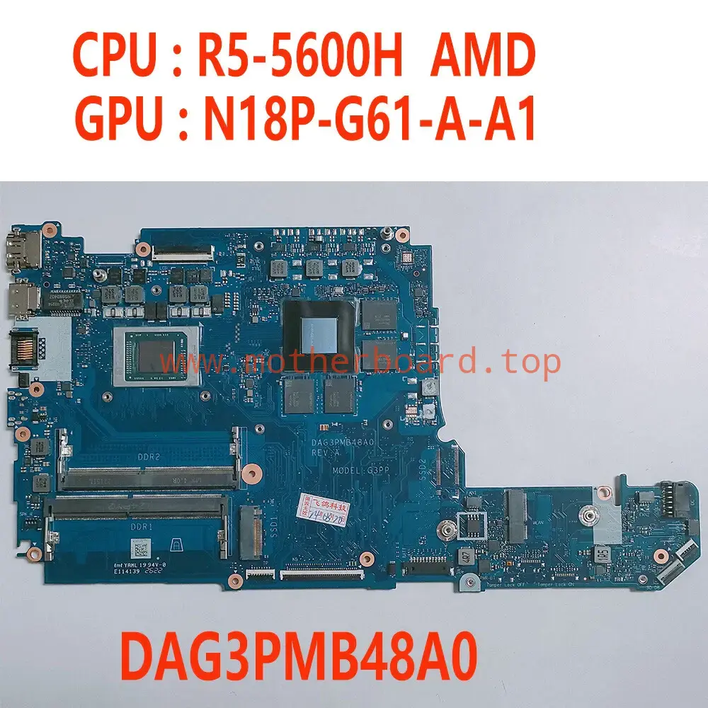 For HP 15-FB Laptop Motherboard R5-5600H DAG3PMB48A0 N18P-G61-A-A1 GTX1650 Test