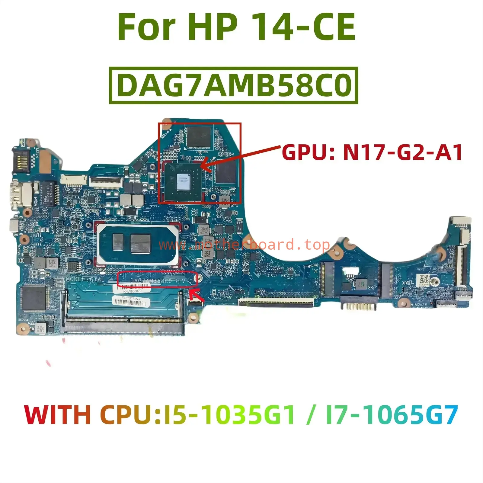 DAG7AMB58C0 motherboard for HP 14-CE laptop I5-1035G1 I7-1065G7 N17-G2-A1 MX250