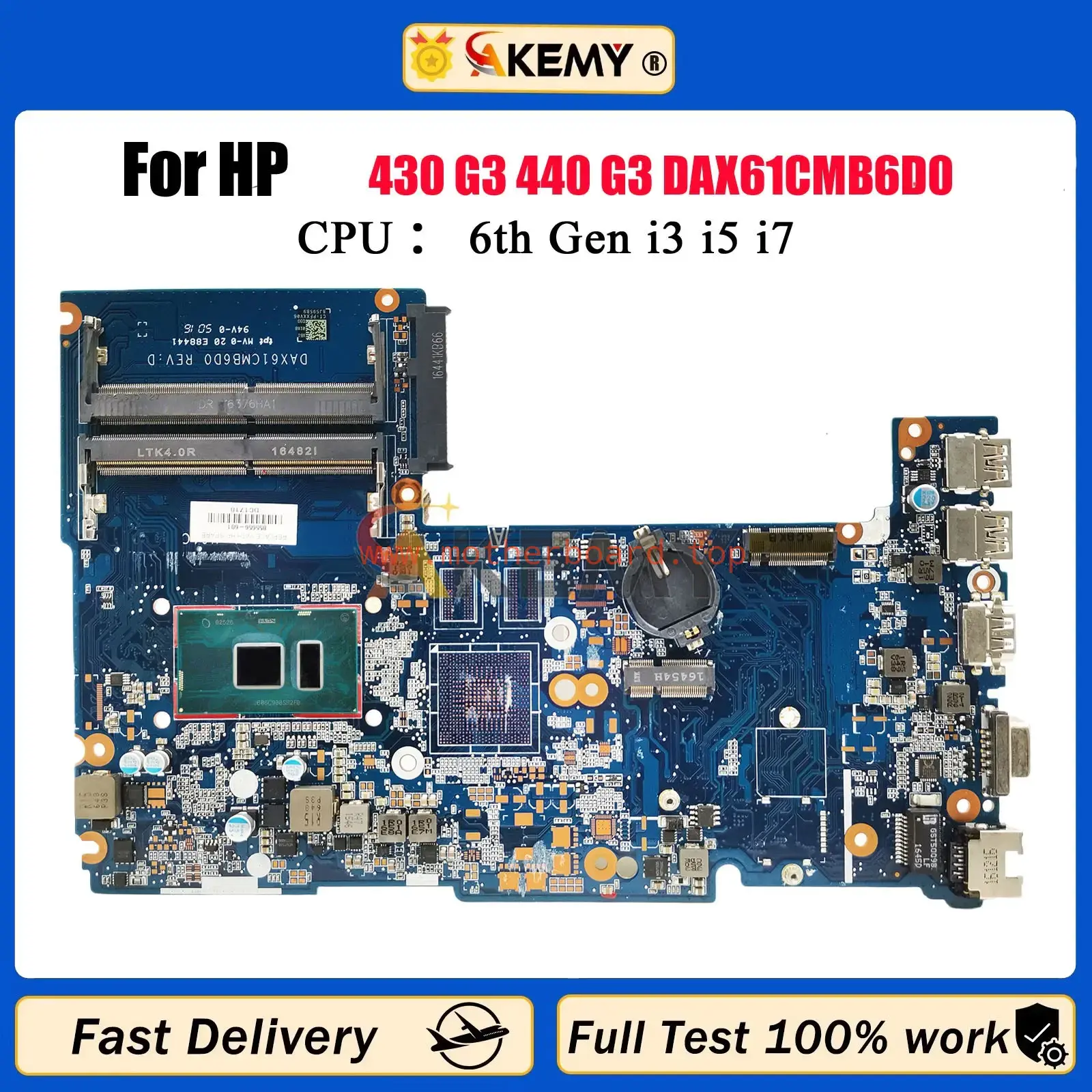 855658-601 For HP ProBook 430 440 G3 Laptop Motherboard DAX61CMB6D0 i3 i5 i7