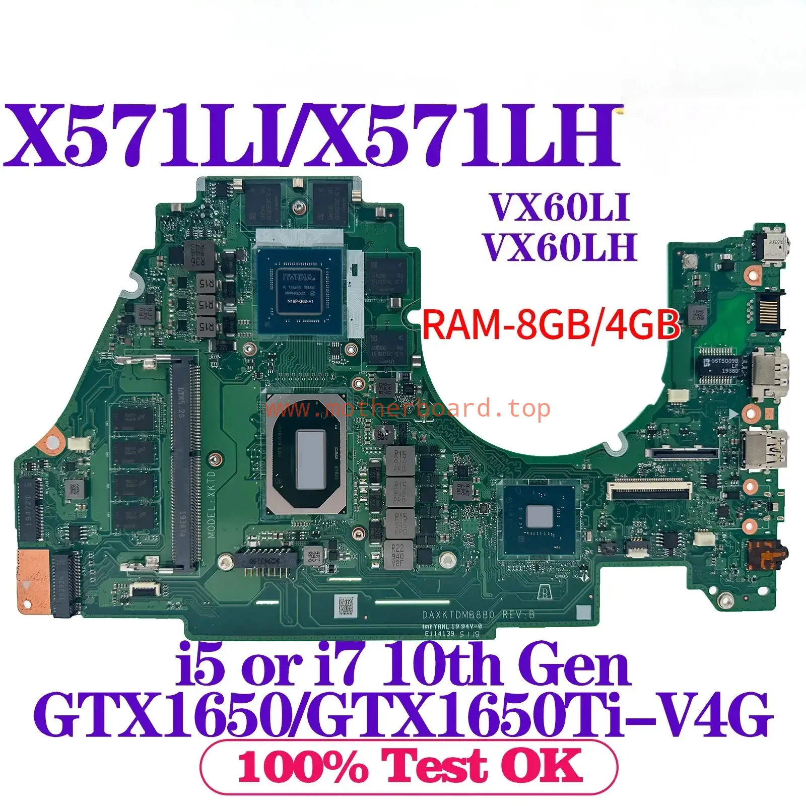 DAXKTDMB8B0 For ASUS X571LI X571LH X571L F571L Motherboard i5 i7 10th Gen RAM