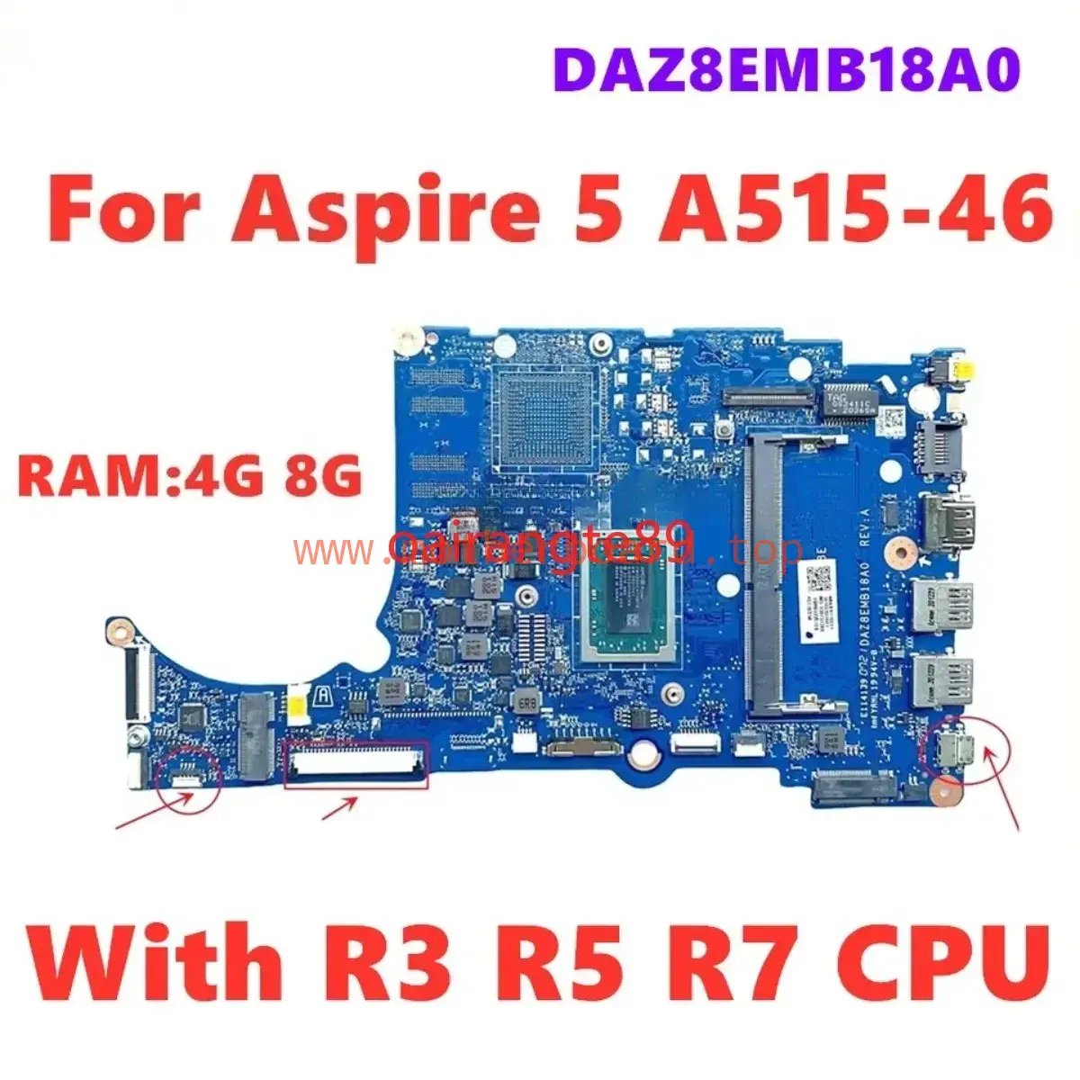 DAZ8EMB18A0 For ACER Aspier 5 A515-46 Motherboard CPU R3 R5 R7 RAM 4G 8G Test OK