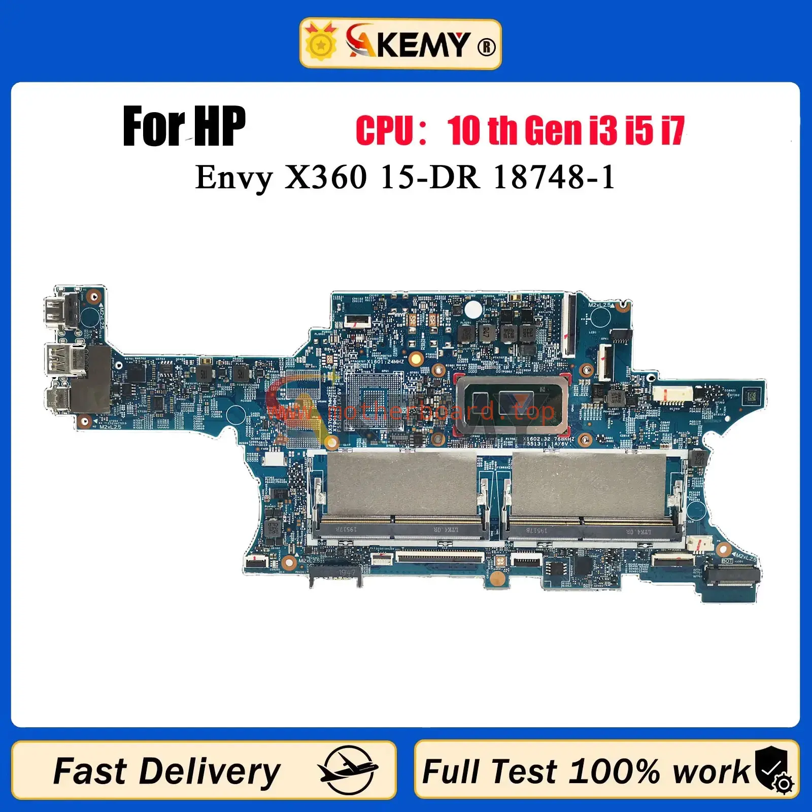 18748-1 Laptop Motherboard For HP Envy X360 15-DR L53569-601 L53568-601 tests OK