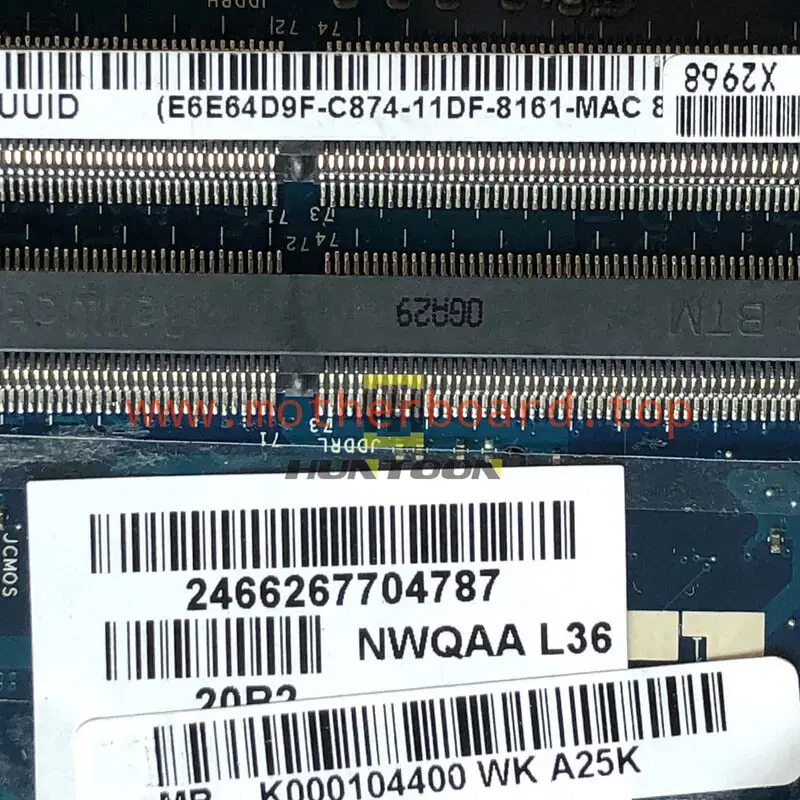 LA-6062P for Toshiba A660 A665 Intel HM55 GT330M K000104400 Motherboard 2