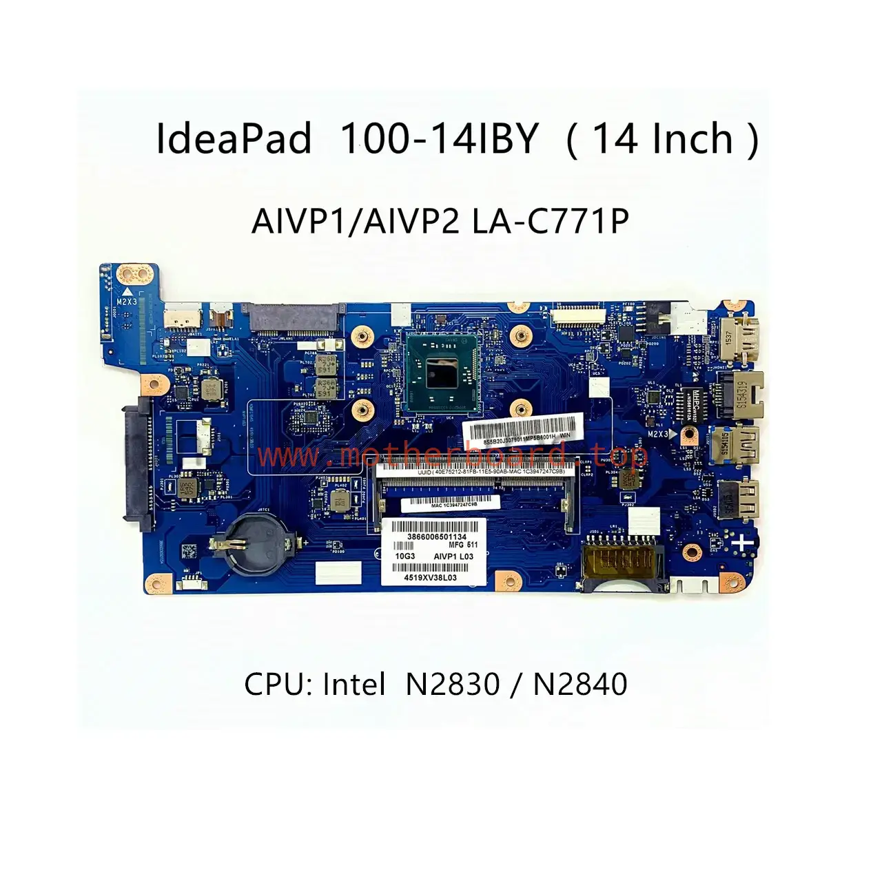 For Lenovo Ideapad 100-14IBY Motherboard N2830 N2840 N3540 LA-C771P 5B20J30787