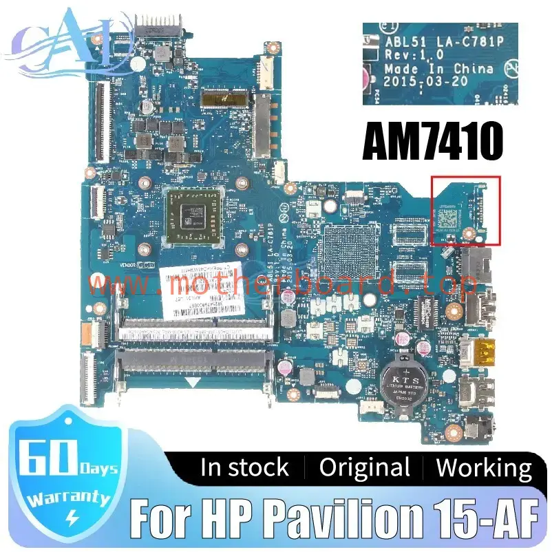 LA-C781P Mainboard For HP Pavilion 15-AF Laptop Motherboard AM7410 818650-501