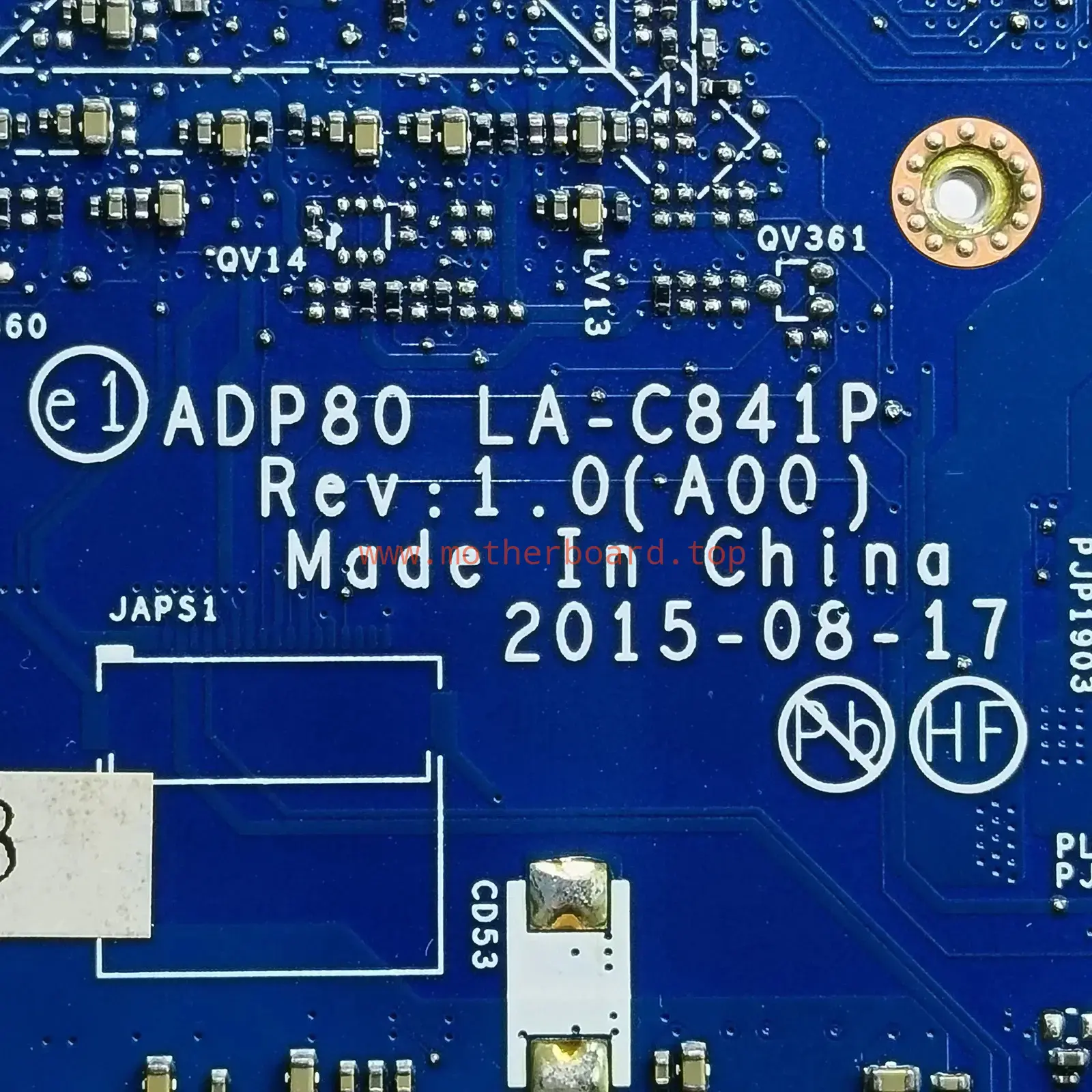 XJ3XM For Dell Precision 3510 Motherboard ADP80 LA-C841P E3-1505M 2GB 4