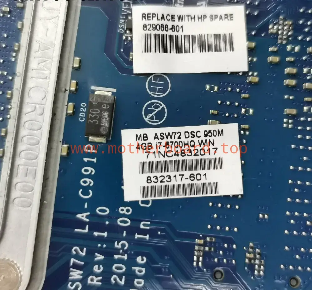 FOR HP 17-N178CA 17-N Motherboard 832317-001 LA-C991P I7-6700HQ 2