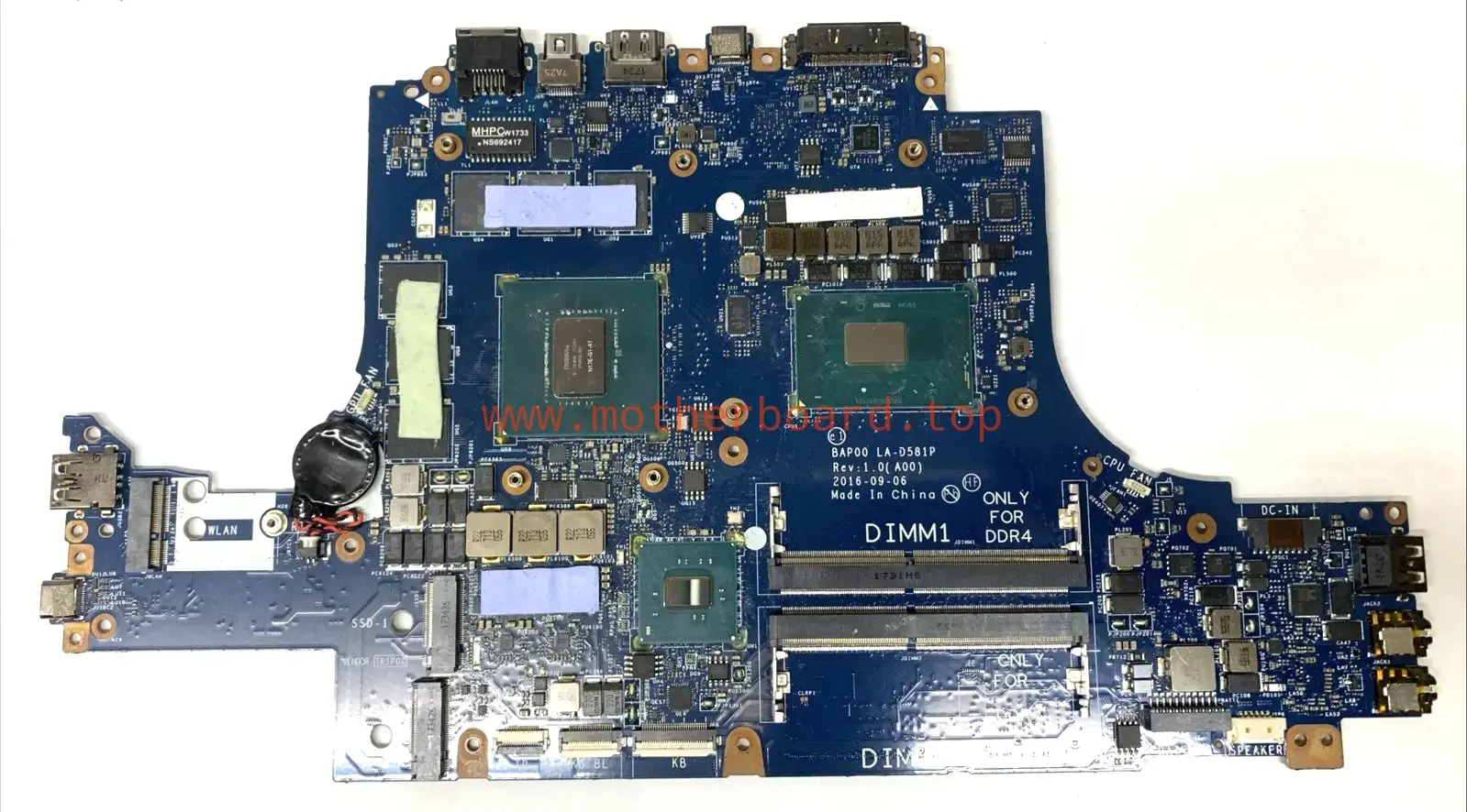 For Dell Alienware 13 R3 i7-7700HQ GTX1060 Motherboard LA-D581P GG6GW 0GG6GW