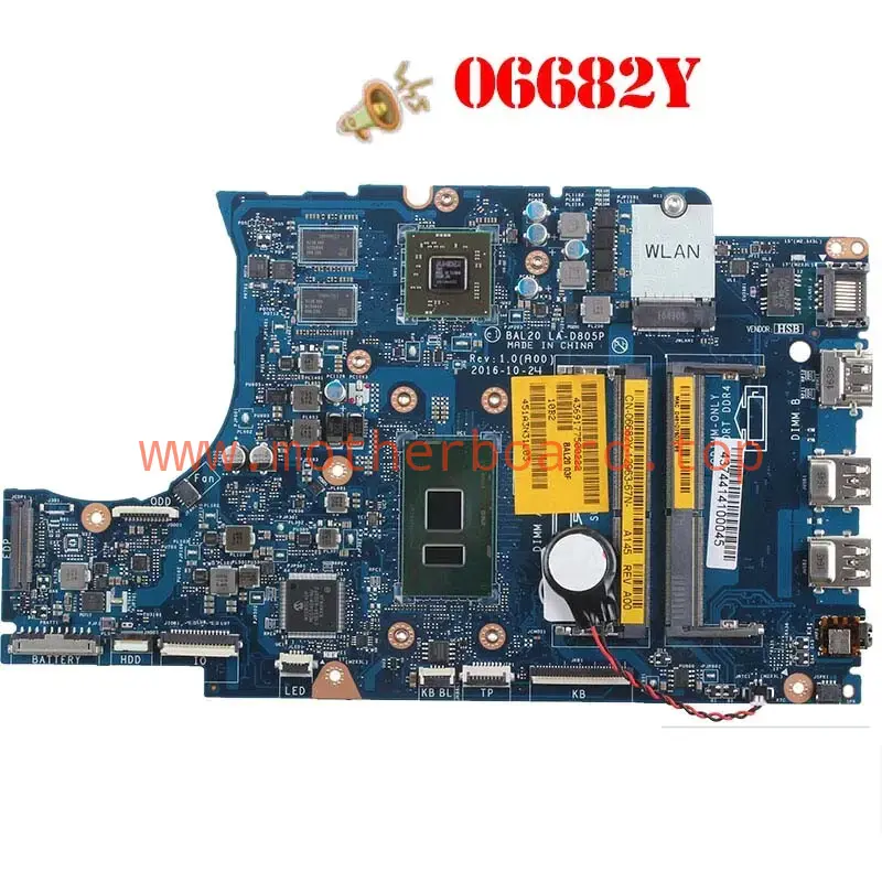 FOR DELL inspiron 15 5567 Motherboard Tested LA-D805P 5000 06682Y i3-6006U 6682Y