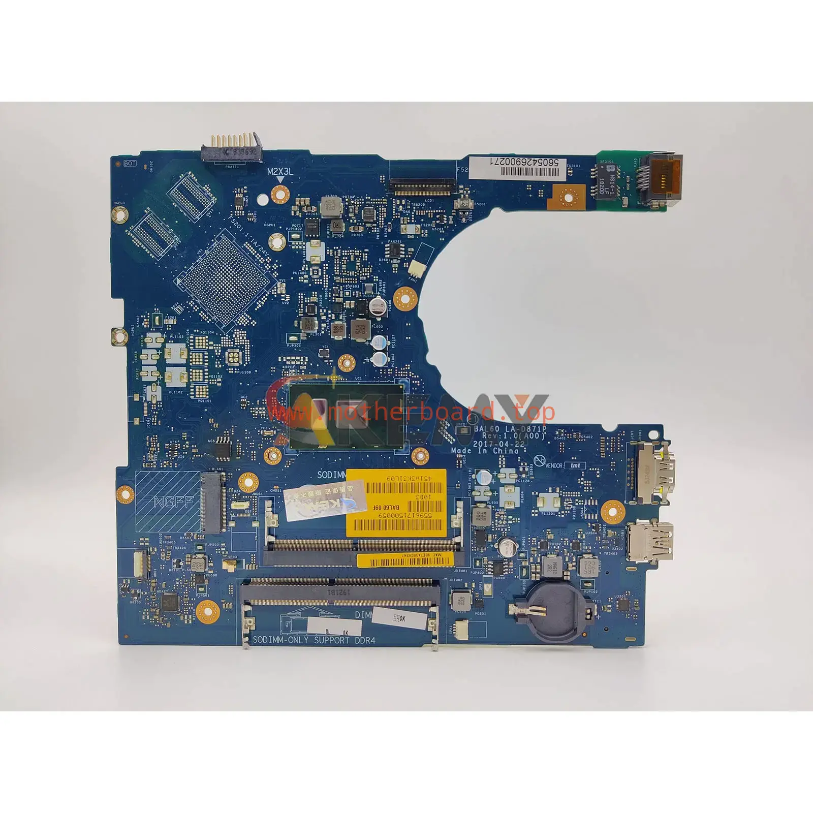 Laptop Motherboard For DELL Inspiron 5566 5468 5568 BAL60 LA-D871P with i3 i5 i7 3