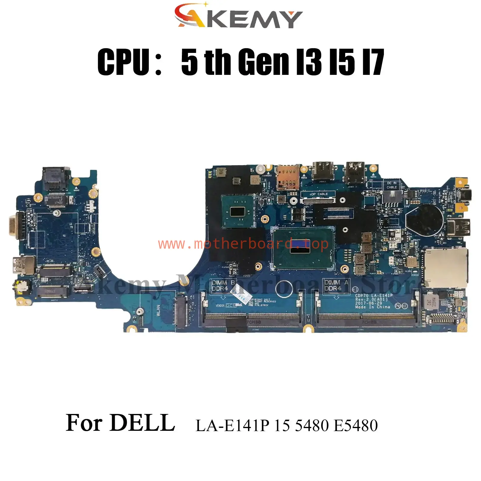 Laptop Motherboard For DELL Latitude E5480 5480 LA-E141P i5 i7 02WXD6 07X098