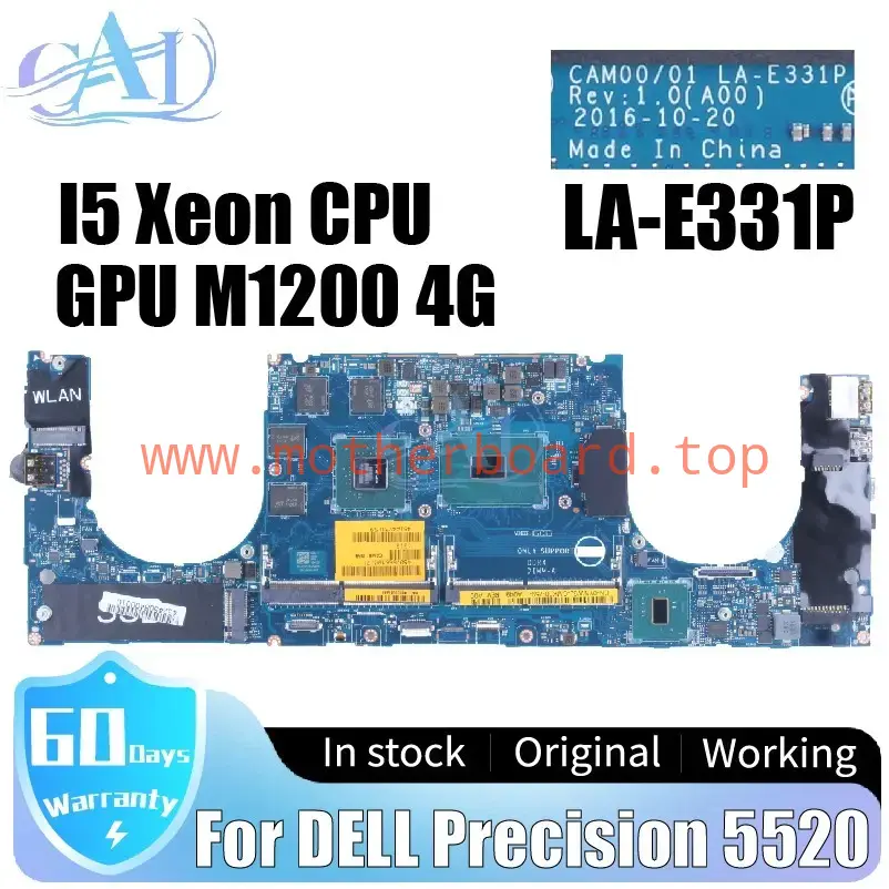 LA-E331P For DELL Precision 5520 Laptop Motherboard 07YFFW 0J05JX I5 E3