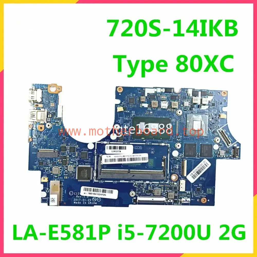 LA-E581P For lenovo ideapad 80XC 720S-14IKB motherboard I5-7200U GF940MX 2GB