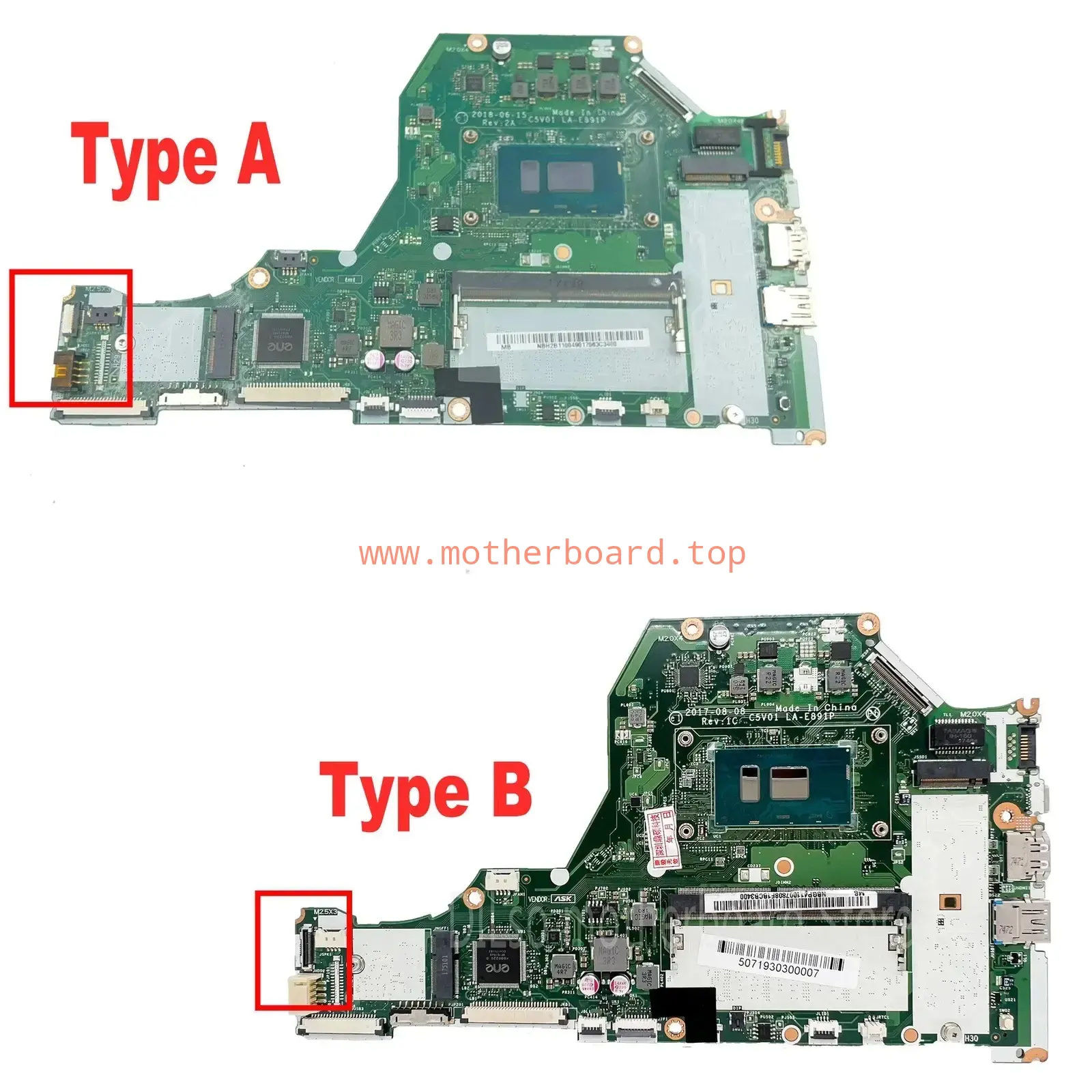 Motherboard For Acer Aspire A315-53/53G LA-E891P With i3 i5-7th/8th Gen 4GB-RAM