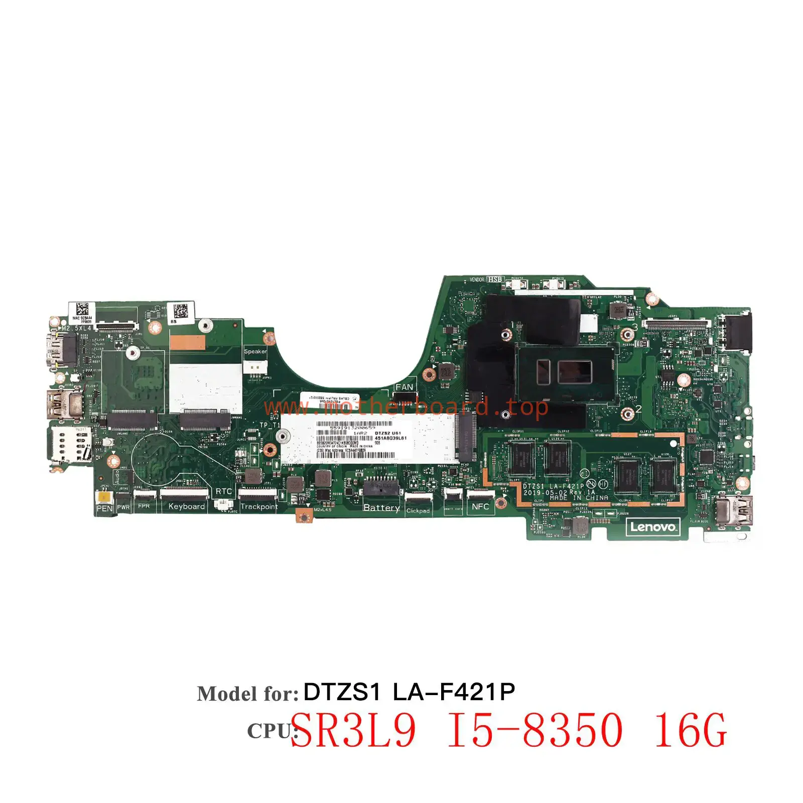 02DA020 For Lenovo ThinkPad X380 Yoga Motherboard LA-F421P i5-8350U UMA 16GB