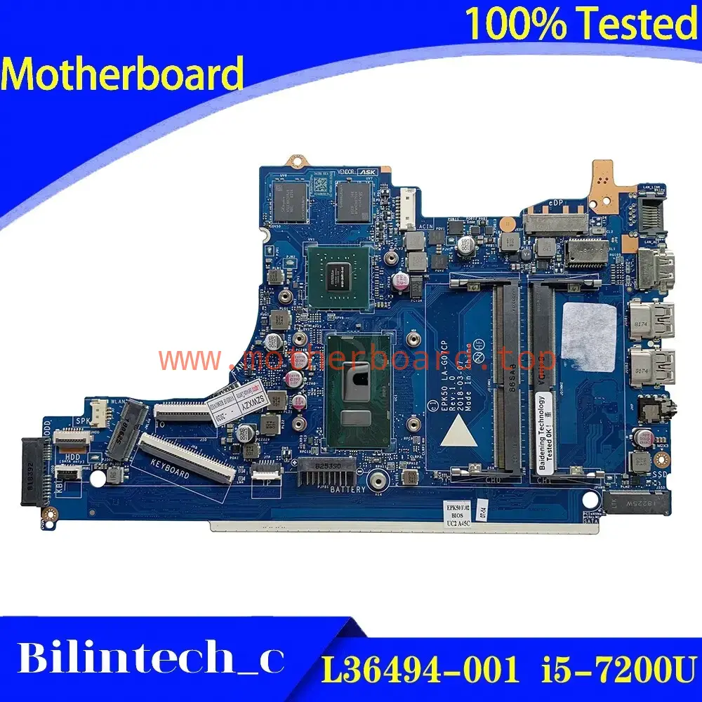 FOR HP 15-DA Motherboard SR342 i5-7200U CPU L36494-001 L36494-501 LA-G07DP *pt
