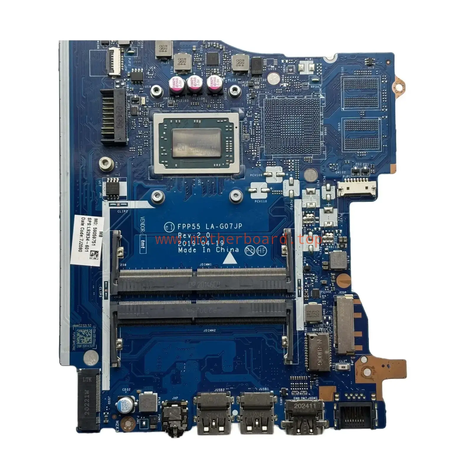 for HP 15-DB 15-DX 15T-DB laptop motherboard LA-G07JP 3th AMD R5 R7 L92834-601 3